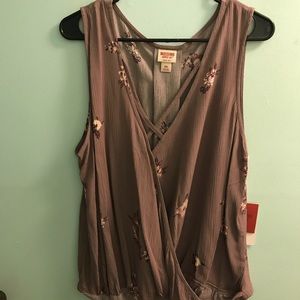 Adorable light purple faux wrap top